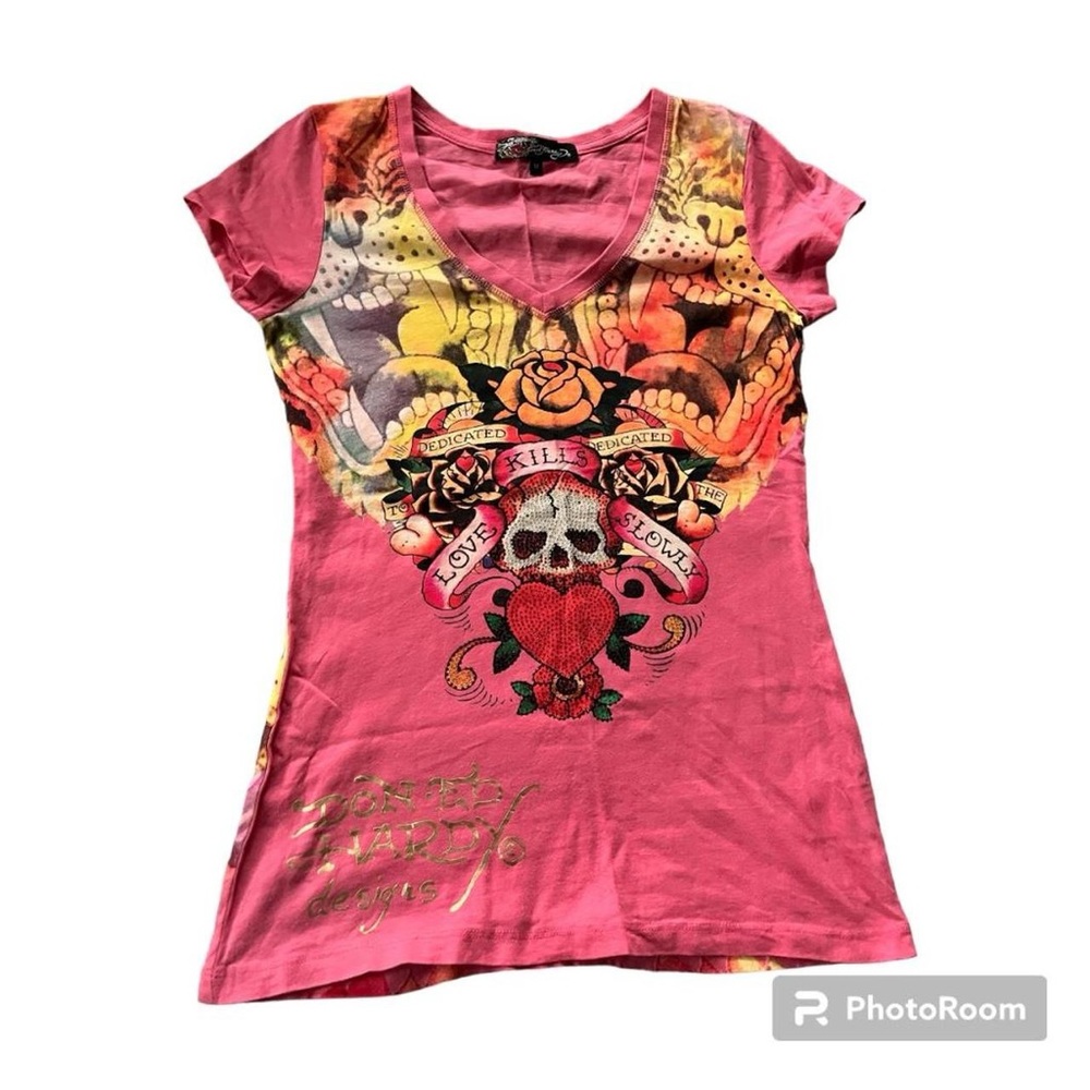 vintage women’s ed hardy tee sz medium